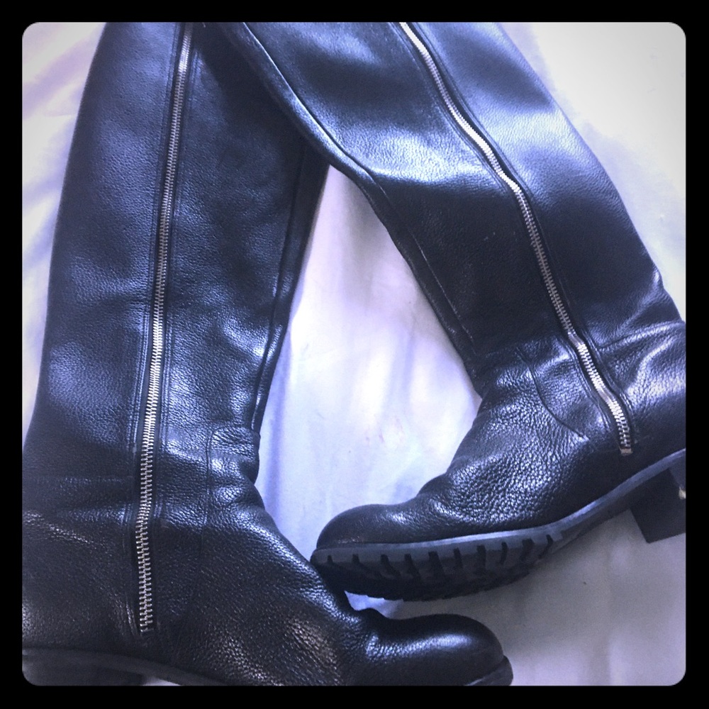Micheal kors knee high leather upper flat boots